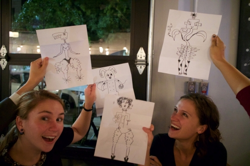 The new york based graphic recording firm, ImageThink, led interactive drawing games at their first drink and draw.