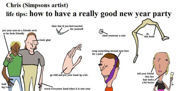 Chris Simpson's How to Have a Good New Year's Party Illustration