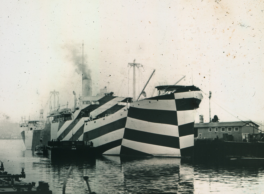 Anon, photograph of the USS West Mahomet in dazzle camouflage, 1918. Courtesy US Naval Historical and Heritage Command, NH 1733