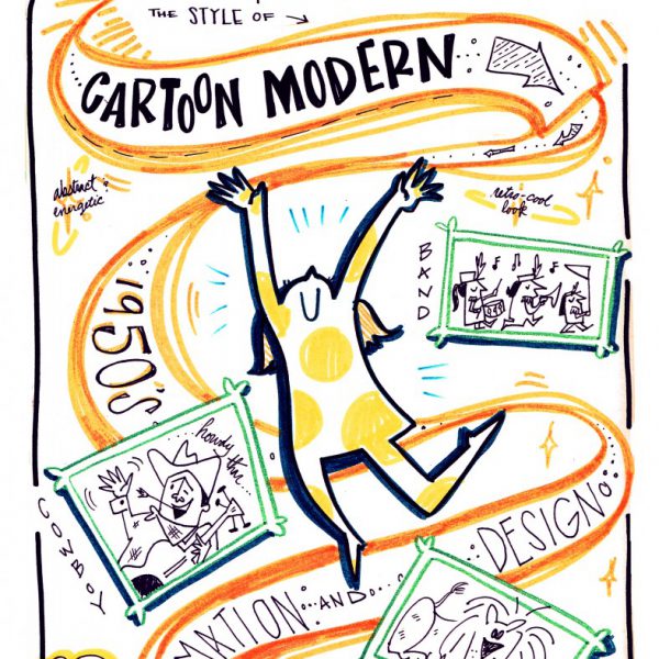 cartoon modern visualized by Virginia Montgomery