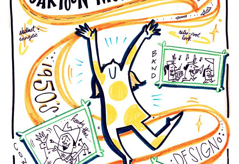 cartoon modern visualized by Virginia Montgomery