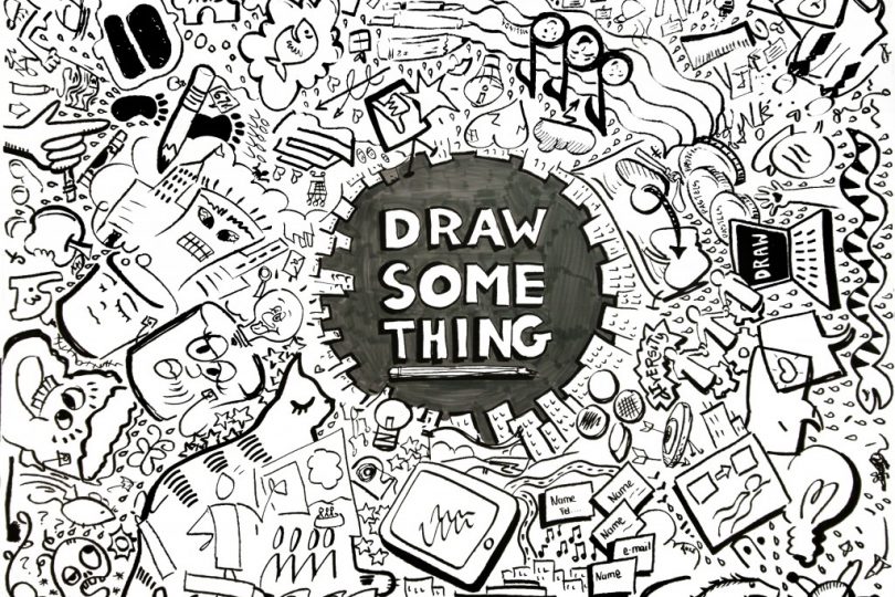 "DRAW SOMETHING" by ImageThinker, Virginia Montgomery, and fellow IFVP Graphic Recorders: Heather Martinez, Melinda Walker, Brian Tarallo, Anke Averdunk