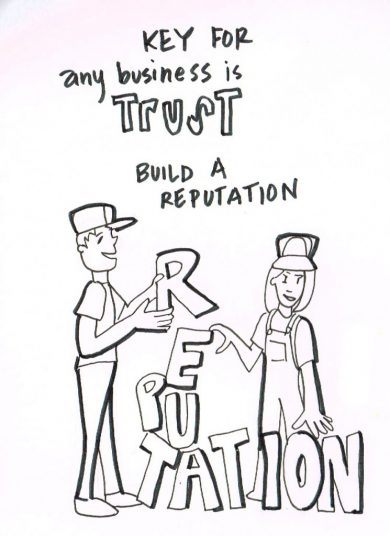 key for any business is trust - build a reputation illustration