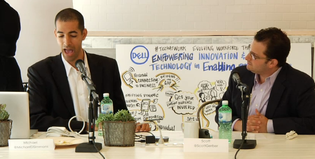 image of businessmen at Dell meeting speaking in front of ImageThink board
