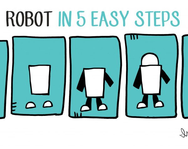 how to draw a robot in 5 steps
