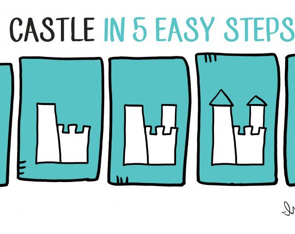 how to draw a castle in 5 steps