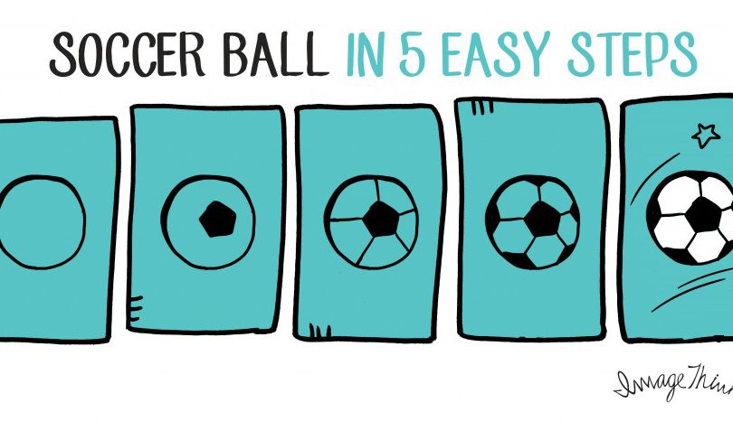 how to draw a soccer ball in 5 steps