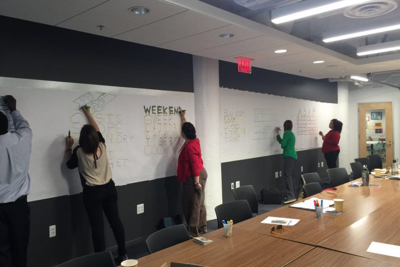 Detroit team working together visually at an ImageThink workshop