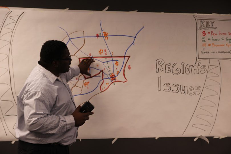 Detroit team working together visually at an ImageThink workshop