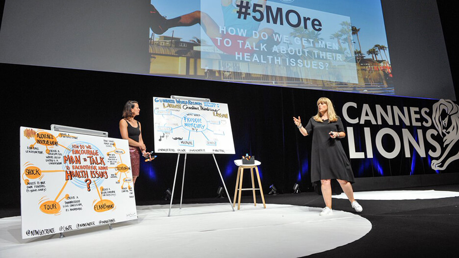 ImageThink graphic records on stage at the Cannes Lions Festival in 2016