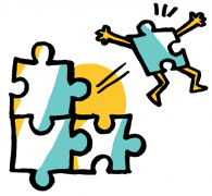 Puzzle piece jumps out