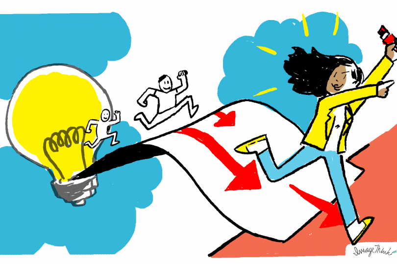 Illustration of taking an idea to a creation.