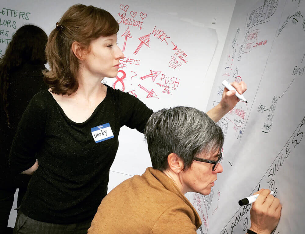 participants at imagethink workshop learn visual thinking skills