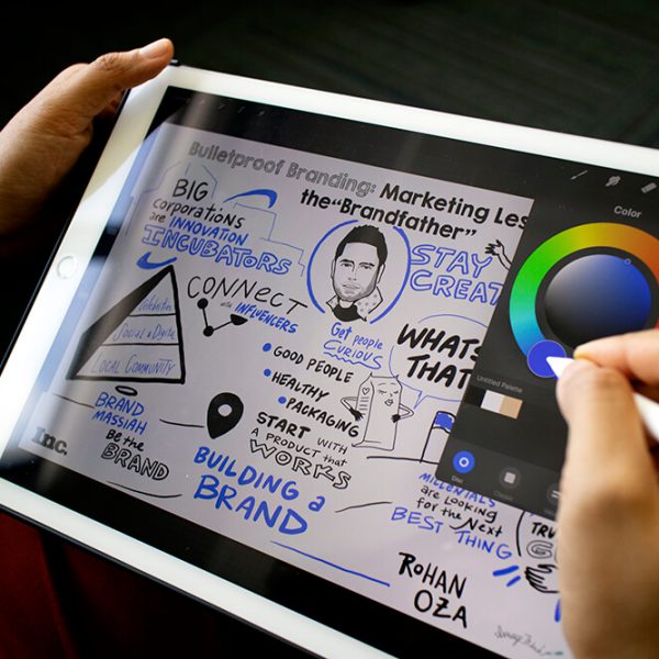 an imagethink graphic recorder uses the procreate app on an ipad to create a sketchnote