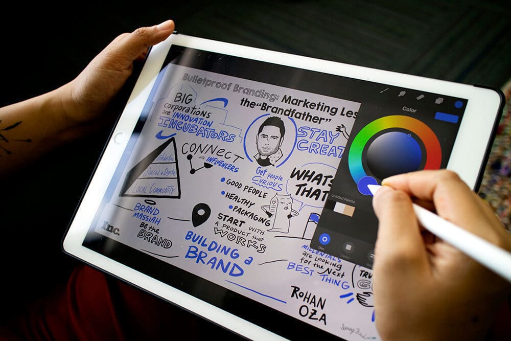 an imagethink graphic recorder uses the procreate app on an ipad to create a sketchnote