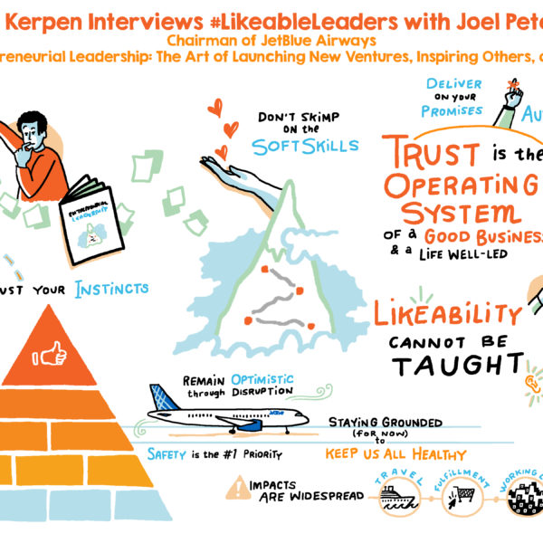 #likeableleaders live graphic recording with JetBlue chairman Joel Petersen and Likeable Media Founder Dave Kerpen