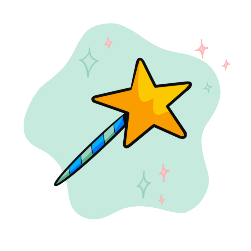 ImageThink icon for captivation - a glittering striped wand with a star tip.