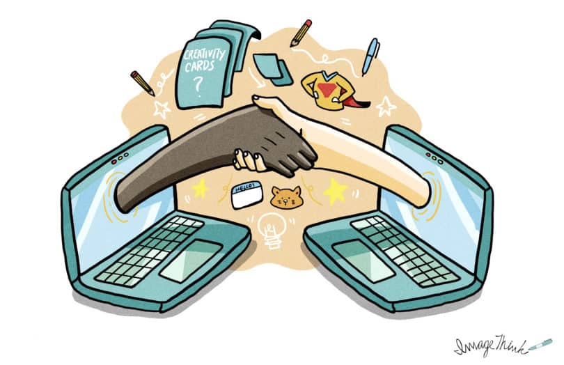 An illustration of a virtual handshake.