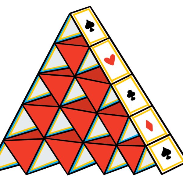 A card pyramid with the suits visible, illustrated by an ImageThink visual strategist.