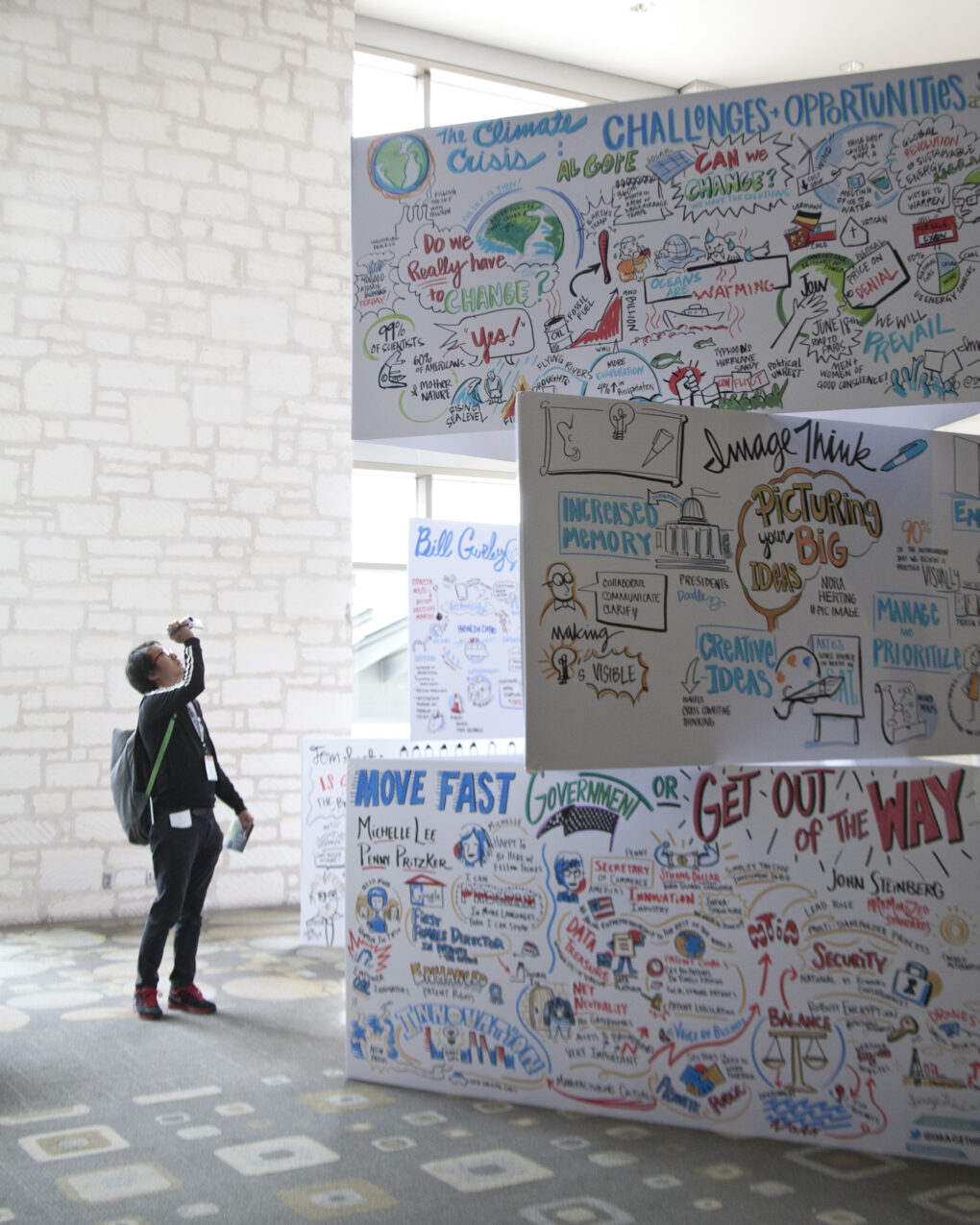 ImageThink creates a social listening mural tower to engage conference attendees.