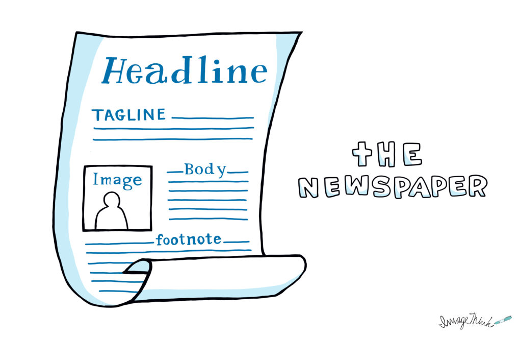 The Newspaper template - used to help teams envision their future. 