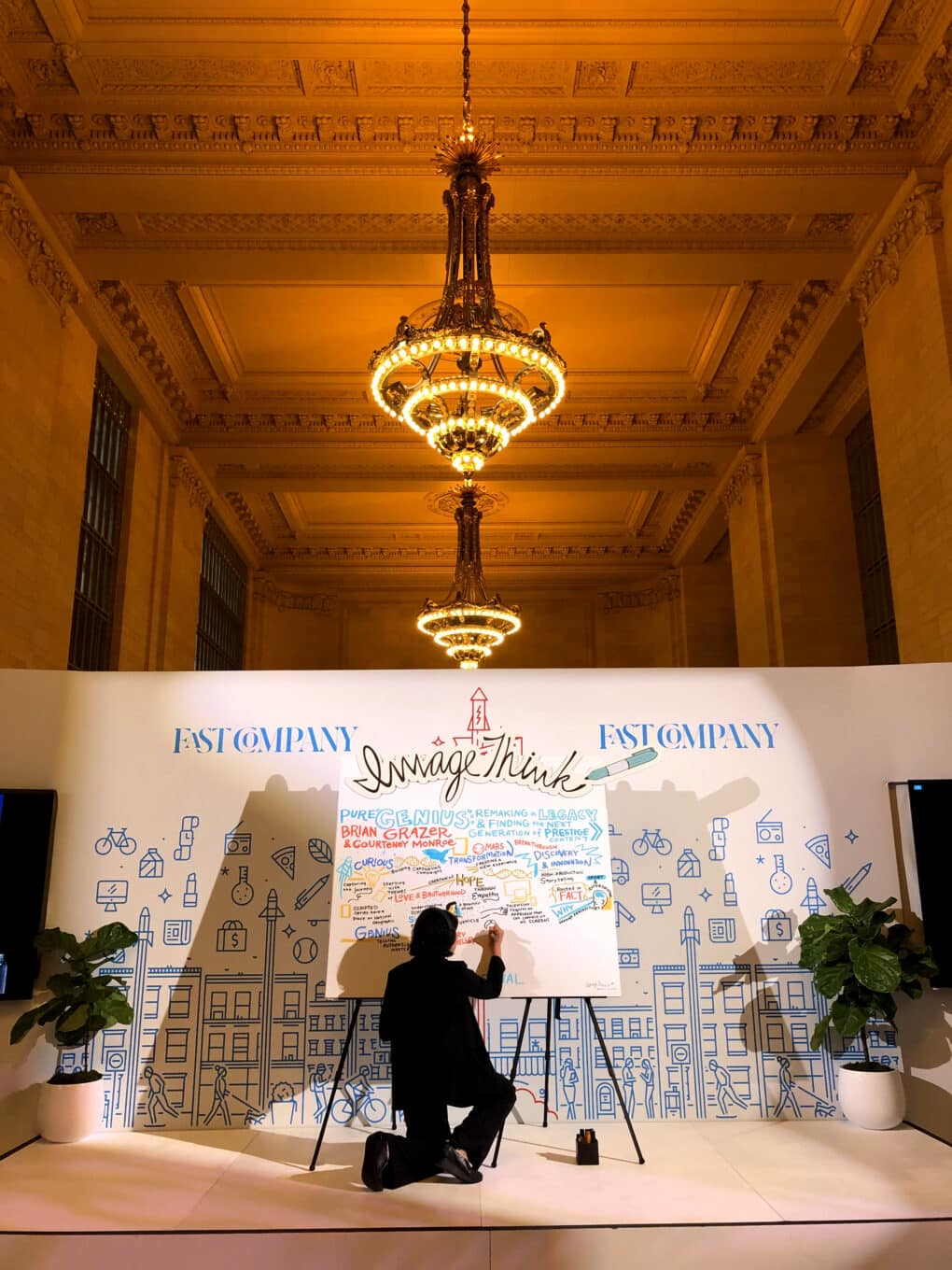ImageThink graphic recorder creating a live visual at a Fast Company event in Grand Central Station, New York City, NY.
